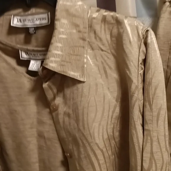 NWT TRAVIS AYERS 70% silk 30% linen 3-pc pantsuit w tiger striped jacket Sz 12P